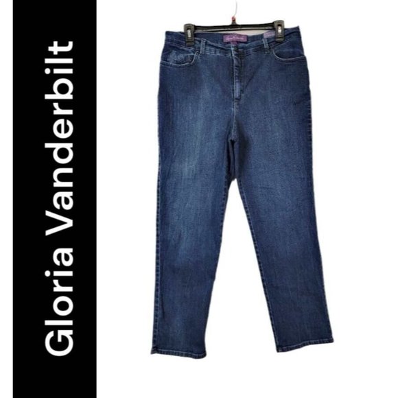 Gloria Vanderbilt Woman Size 14 Amanda Blue Jeans Classic Fit Denim Flat Front - Picture 1 of 10